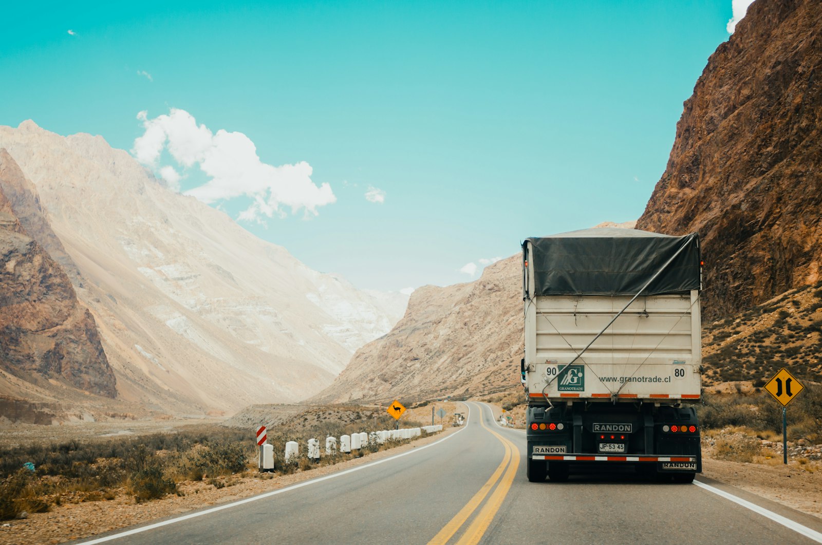 Truck on a long distance highway route